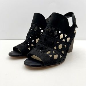 Vince Camuto Deverly Black Heel Wedge Sandals Slip On Women's 7.5